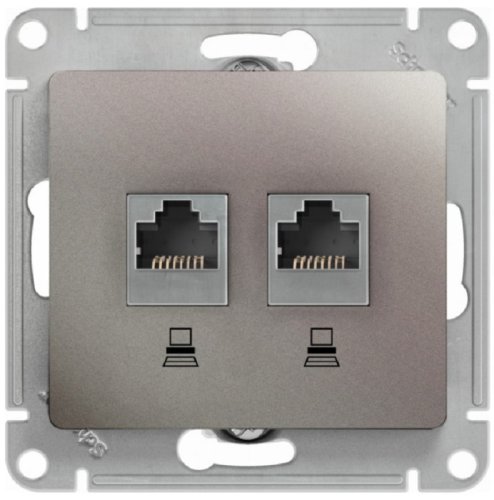 Розетка компьютерная без рамки Systeme Electric Glossa 2-м. RJ45+RJ45 5e платина фото Розетка компьютерная без рамки Systeme Electric Glossa 2-м. RJ45+RJ45 5e платина картинка